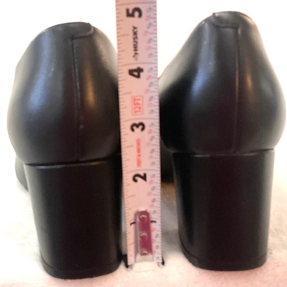 BLACK NINE WEST ISSA BLOCK HEEL MINIMALIST DRESSY COMFORT LEATHER PUMPS SZ 6M - Picture 14 of 14
